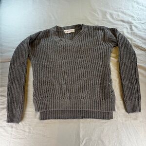 Pink Republic Girls Fashion Sweater Gray Knit Long Sleeve Lace-Up Size L (14)